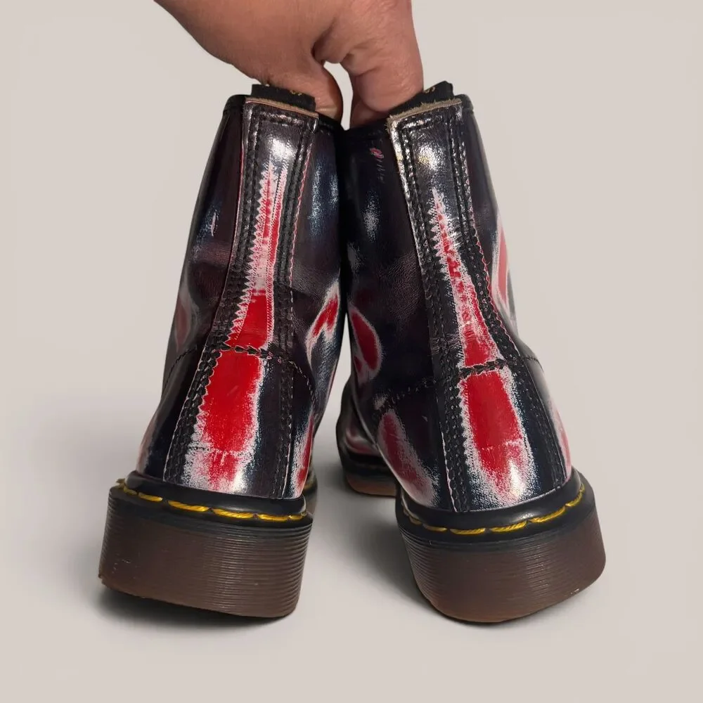 Dr. Martens 1460 8 Eye Boots UK6 US 8 Women Red Blue Rub Off Leather Punk
